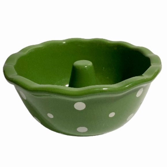 TEMP-TATIONS Ovenware Baking Mini by Green  White Polka Dots 2.5 x 5.5 in - Picture 1 of 10